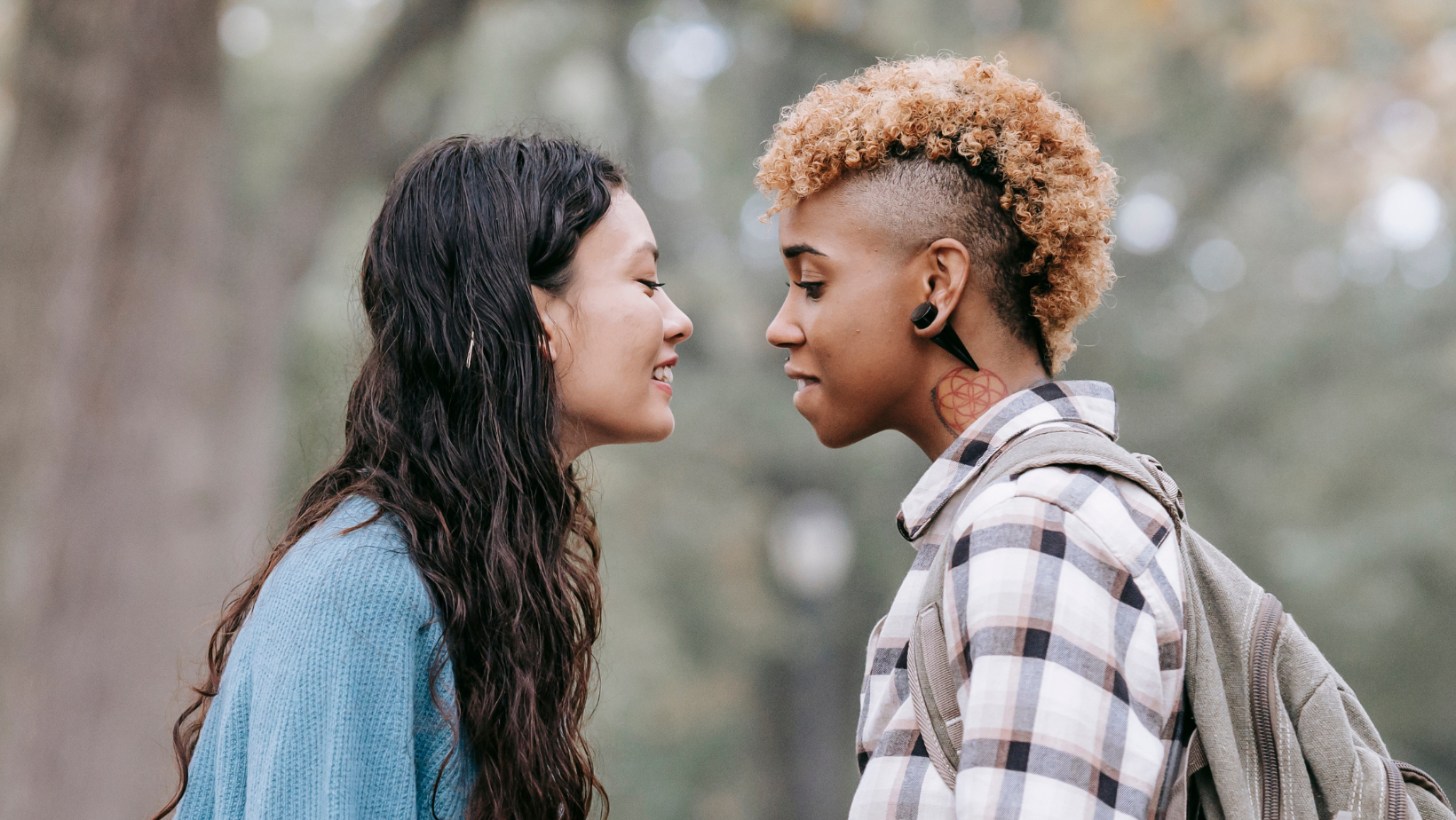 two women staring at each other